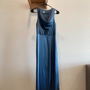 Charmeuse Sleeveless Cowl Bridesmaid Dress - Steel Blue
